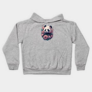 Cute Panda bear with florals and foliage t-shirt design, apparel, mugs, cases, wall art, stickers, travel mug Kids Hoodie